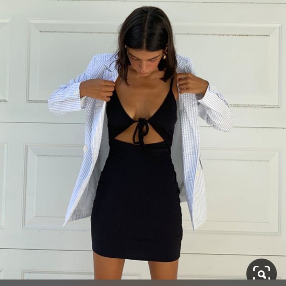 Black body con dress cut out tie front urban